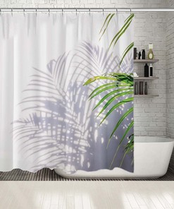 Tropical Tree Print Shower Curtain, Shadow Waterproof Fabric for Bathroom Decor