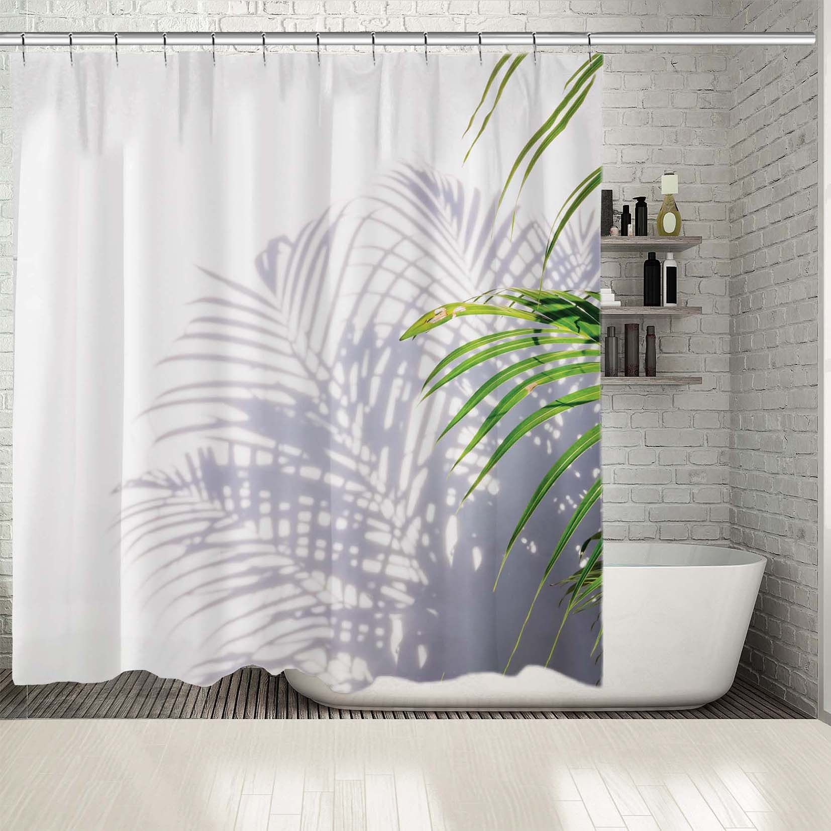 Tropical Tree Print Shower Curtain, Shadow Waterproof Fabric for Bathroom Decor