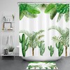 Tropical Watercolor Cactus Palm Leaves Shower Curtain for a Vacation Vibe Bathroom