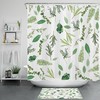 Tropical Watercolor Shower Curtain With Green Leaves And Botanical Prints For A Vibrant Bathroom 