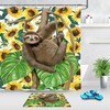 Tropical Watercolor Sloth Sunflower Leaves Shower Curtain for Bathroom
