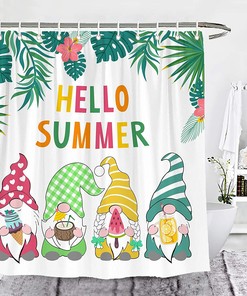 Truck And Butterfly Easter Gnomes Shower Curtain With Eggs And Grass For Bathroom Decor