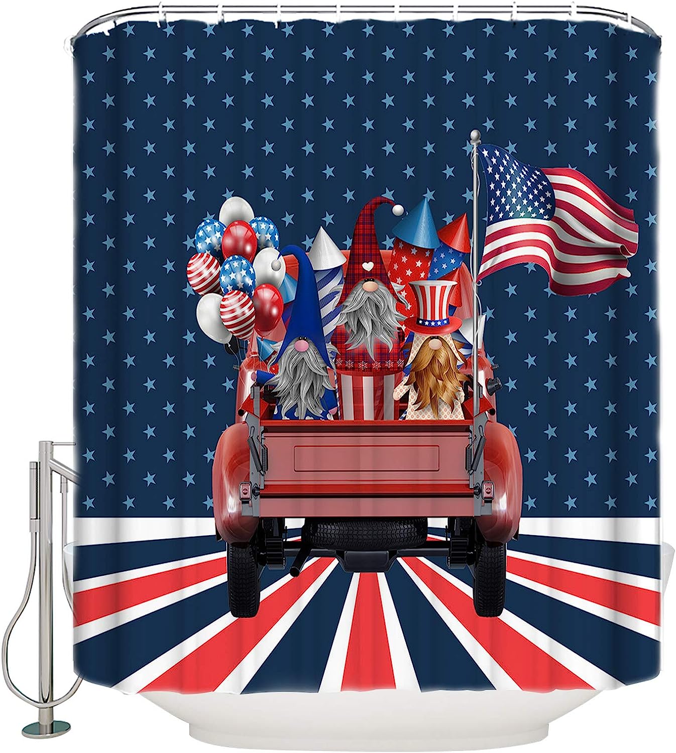 Truck Star July 4Th Independence Day Gnomes Shower Curtain For Patriotic Vibe