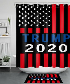 Trump America 2020 Red Striped White Stars Shower Curtain for Bathroom Decor