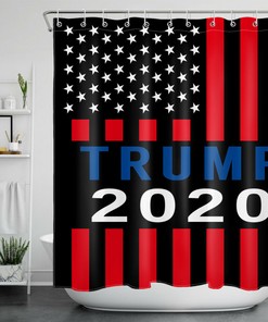 Trump America 2020 Red Striped White Stars Shower Curtain for Bathroom Decor