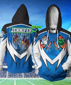 Tshirt Sweater Custom Name 3D All Over Print Zip Up Hoodie - Canterbury Bankstown Bulldogs Nrl