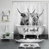 Tub Get Naked Highland Cow Shower Curtain Funny Bathroom Accessories