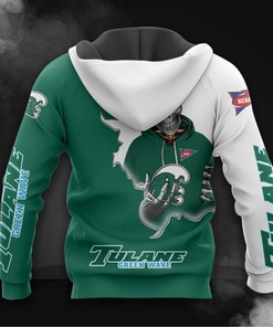 Tulane Green Wave 3D Skull Hoodie For Diehard Fans