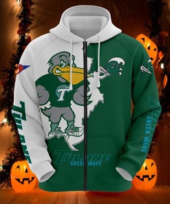 Tulane Green Wave Long Sleeve Zip Hoodie Perfect For Any Fan