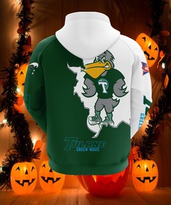 Tulane Green Wave Mascot Long Sleeve 3D Zip Hoodie For Fans