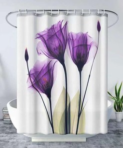 Tulip Flower Waterproof Shower Curtain for a Floral Bathroom Accessory