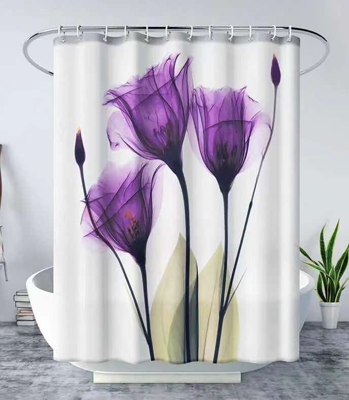 Tulip Flower Waterproof Shower Curtain for a Floral Bathroom Accessory
