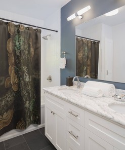 Turkey Tail Mushroom Nature Shower Curtain for a Rustic Bathroom