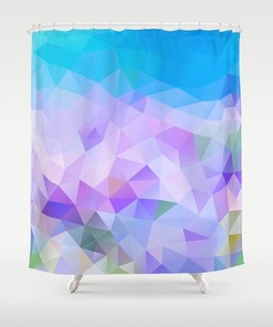 Turquoise And Violet Geometric Pattern Shower Curtain For Bathroom Decoration