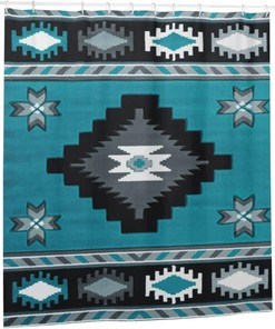 Turquoise Aztec Native American Shower Curtain for a Tribal Bathroom