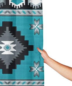 Turquoise Aztec Native American Shower Curtain for a Tribal Bathroom
