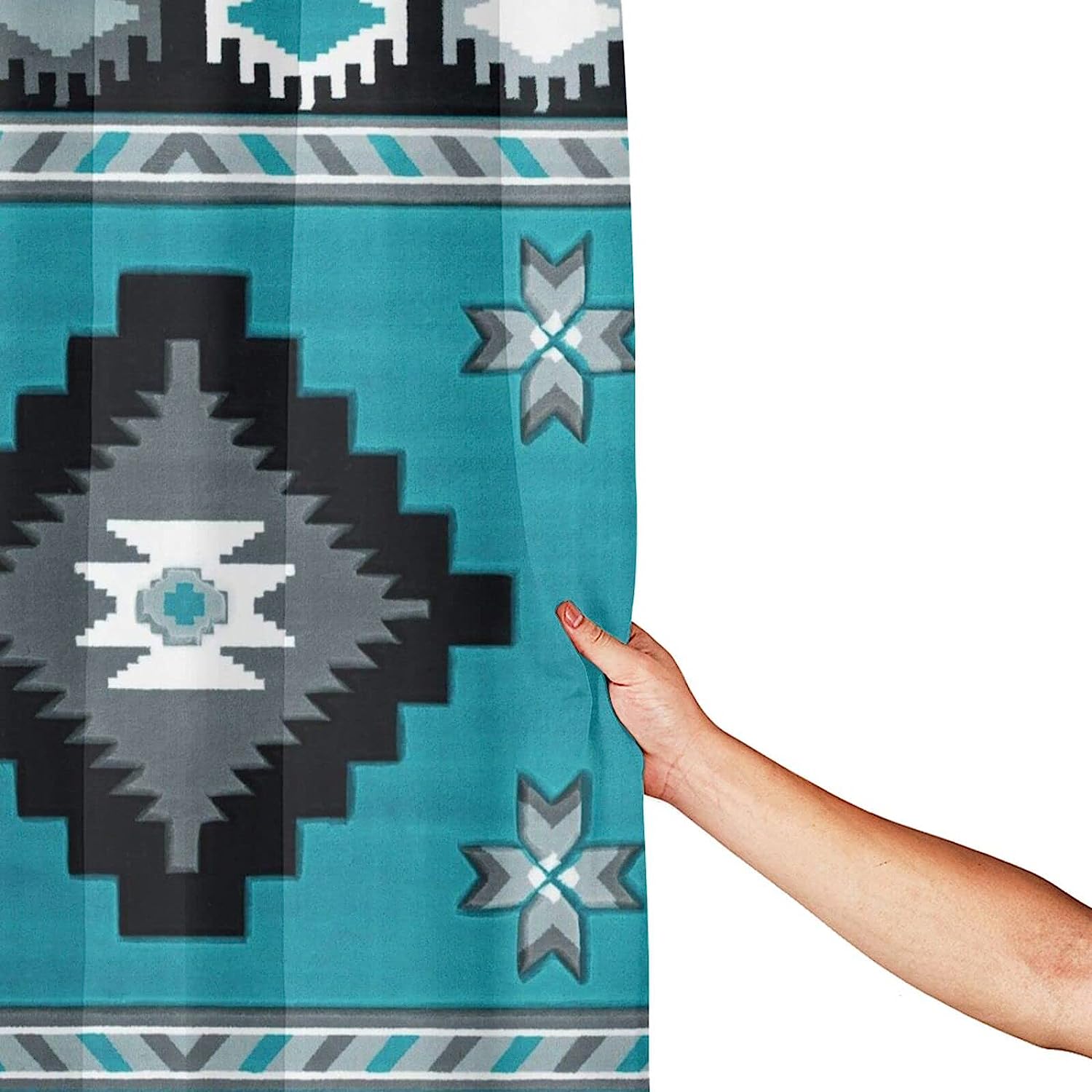 Turquoise Aztec Native American Shower Curtain for a Tribal Bathroom