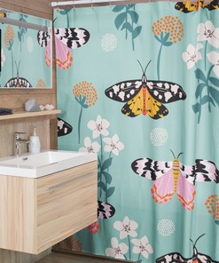 Turquoise Bathroom Decor: Monarch Butterfly And Boho Prints Shower Curtain