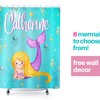 Turquoise Black Mermaid Bathroom Decor Shower Curtain for Little Girl's Bathroom