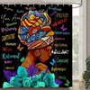 Turquoise Blue Rose African American Shower Curtain