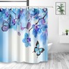 Turquoise Butterfly Waterproof Floral Shower Curtain for a Vibrant Bathroom