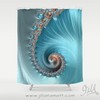 Turquoise Fabric Shower Curtain with Geometric Design for Colorful Bath Decor