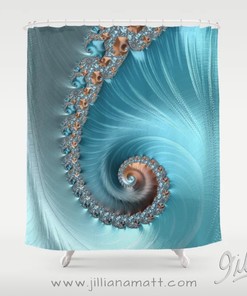 Turquoise Fabric Shower Curtain with Geometric Design for Colorful Bath Decor