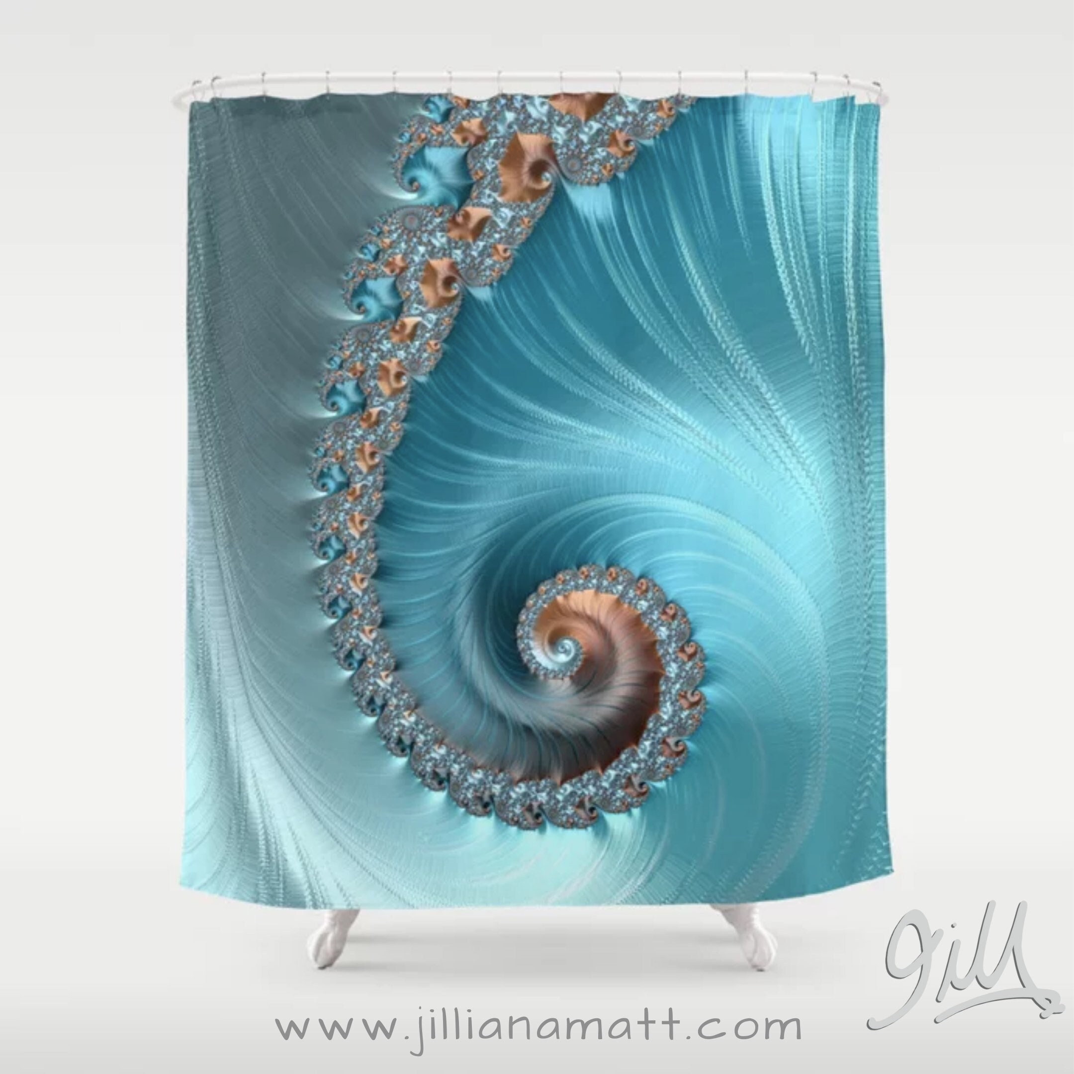 Turquoise Fabric Shower Curtain with Geometric Design for Colorful Bath Decor