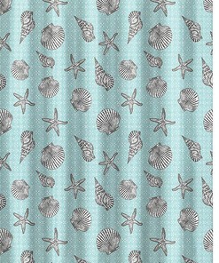 Turquoise Gray White Ocean Starfish Design Fabric Shower Curtain for a Relaxing Bath Experience