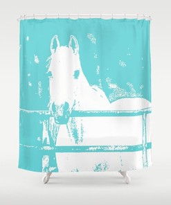 Turquoise Horse Shower Curtain - Chic and Elegant Animal Print Bathroom Decor