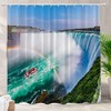 Turquoise Natural Waterfall Print Shower Curtain For Bathroom Decor