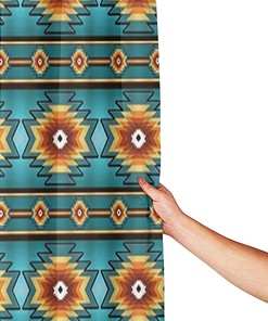Turquoise Pattern Southwest Native American Shower Curtain, Fade-resistant Bath Room Decor