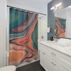 Turquoise and Coral Southwestern Colors Shower Curtain, Beach Theme Bathroom Decor with Modern Design