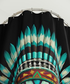 Turquoise and Skull Print Shower Curtain for a Unique and Colorful Bathroom