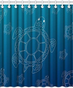 Turtle Abstract Sea Shower Curtain With Hommomhcurtain Waterproof Material