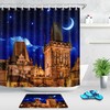 Turtle Elephant Flat Earth Shower Curtain with Starry Sky Design 