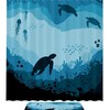 Turtle Underwater Blue Bathroom Accessories Set With Waterproof Fabric Shower Curtain And Mat