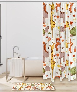 Turtle Zebra Animals Funny Giraffe Shower Curtain - Cute Bathroom Decor