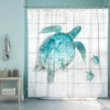 Turtle and Teal Sea Print Shower Curtain - Waterproof Bathroom Accessories