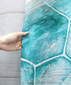 Turtle and Teal Sea Print Shower Curtain - Waterproof Bathroom Accessories