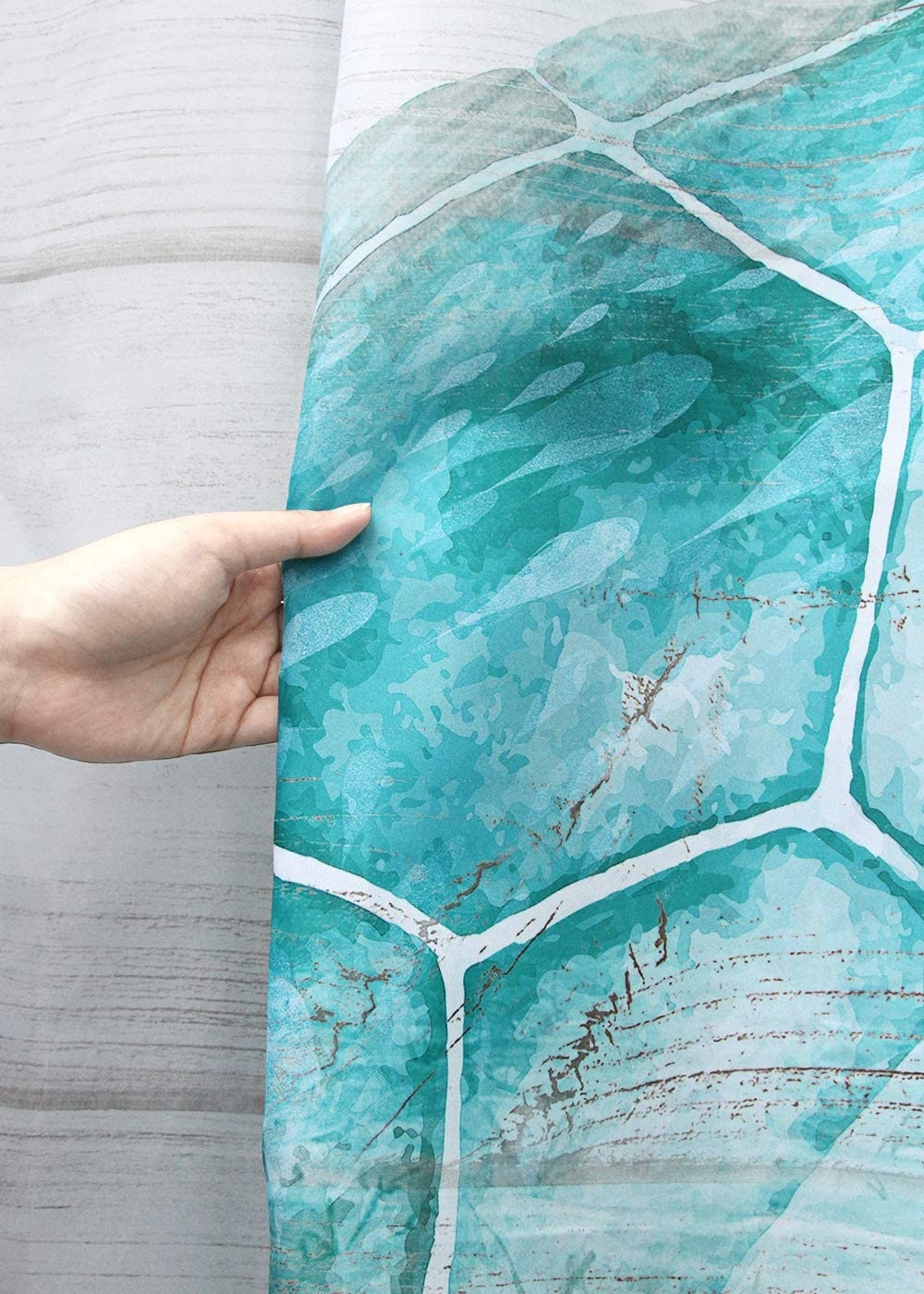 Turtle and Teal Sea Print Shower Curtain - Waterproof Bathroom Accessories