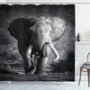 Tusked Elephant Grey Shower Curtain With A Wildlife Print