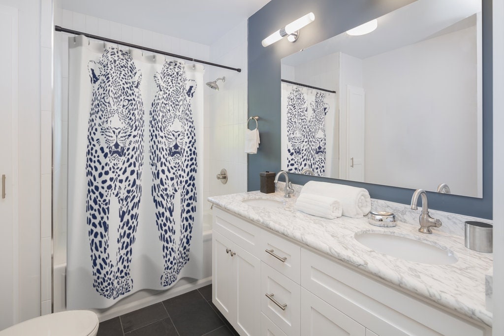 Twin Cheetahs Animal Print Shower Curtain for a Wild Bathroom
