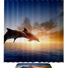 Two Dolphin in Sunset Print Shower Curtain Set with Bathroom Accessories - Modern Waterproof Fabric Bath Curtain 