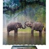 Two Elephants Playing Water Forest Shower Curtain for a Scenic Bathroom
