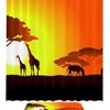 Two Giraffes with Horses Sunset Shower Curtain - Durable and Chic Bathroom Decor with Animal Print Design