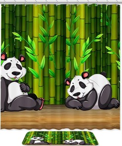 Two Panda in Bamboo Forest Unique Shower Curtain