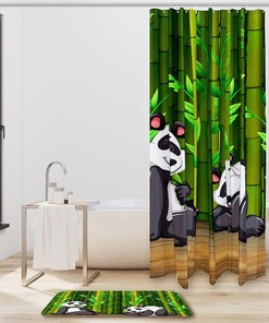 Two Panda in Bamboo Forest Unique Shower Curtain