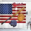 USA Flag & Baseball Image Sports Shower Curtain | Patriotic Bathroom Decor