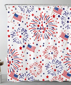USA Flag Stars Independence Day Shower Curtain for a Patriotic Bathroom
